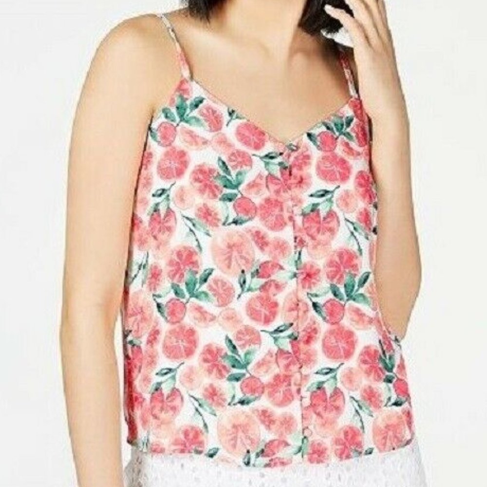 Maison Jules XS Orange White Citrus Top NWT AC63